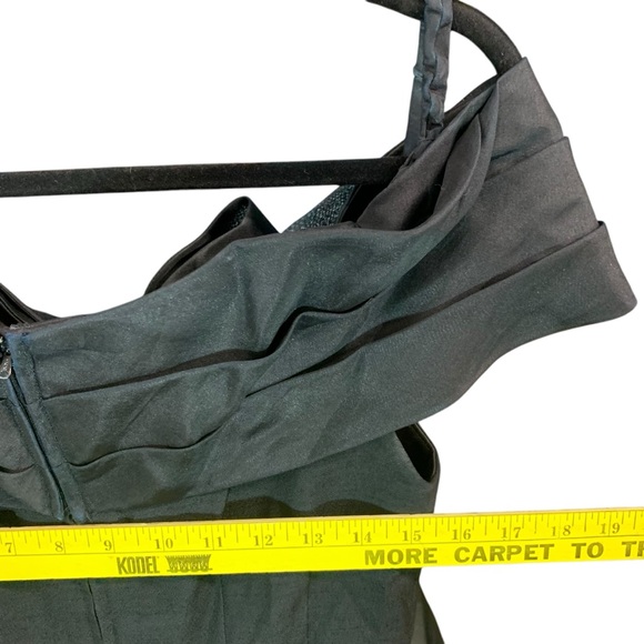 AJ Bari Vtg 90s Black Off the Shoulder Big Bow Accent Cocktail Party Dress Sz 8 - Picture 9 of 10